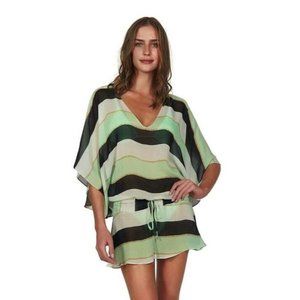 Vix Swimwear Vintage Tunic Malta Stripe Beach Cover Up Resort Green